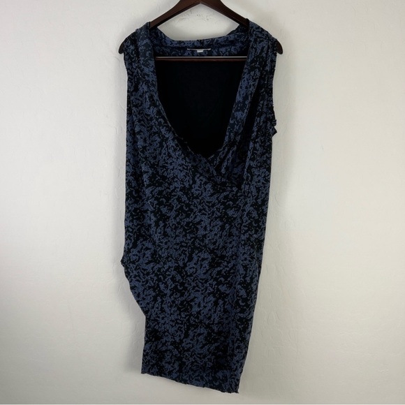 Piperlime Collection Blue Black Abstract Print Sleeveless Midi Dress Size S - Picture 2 of 10